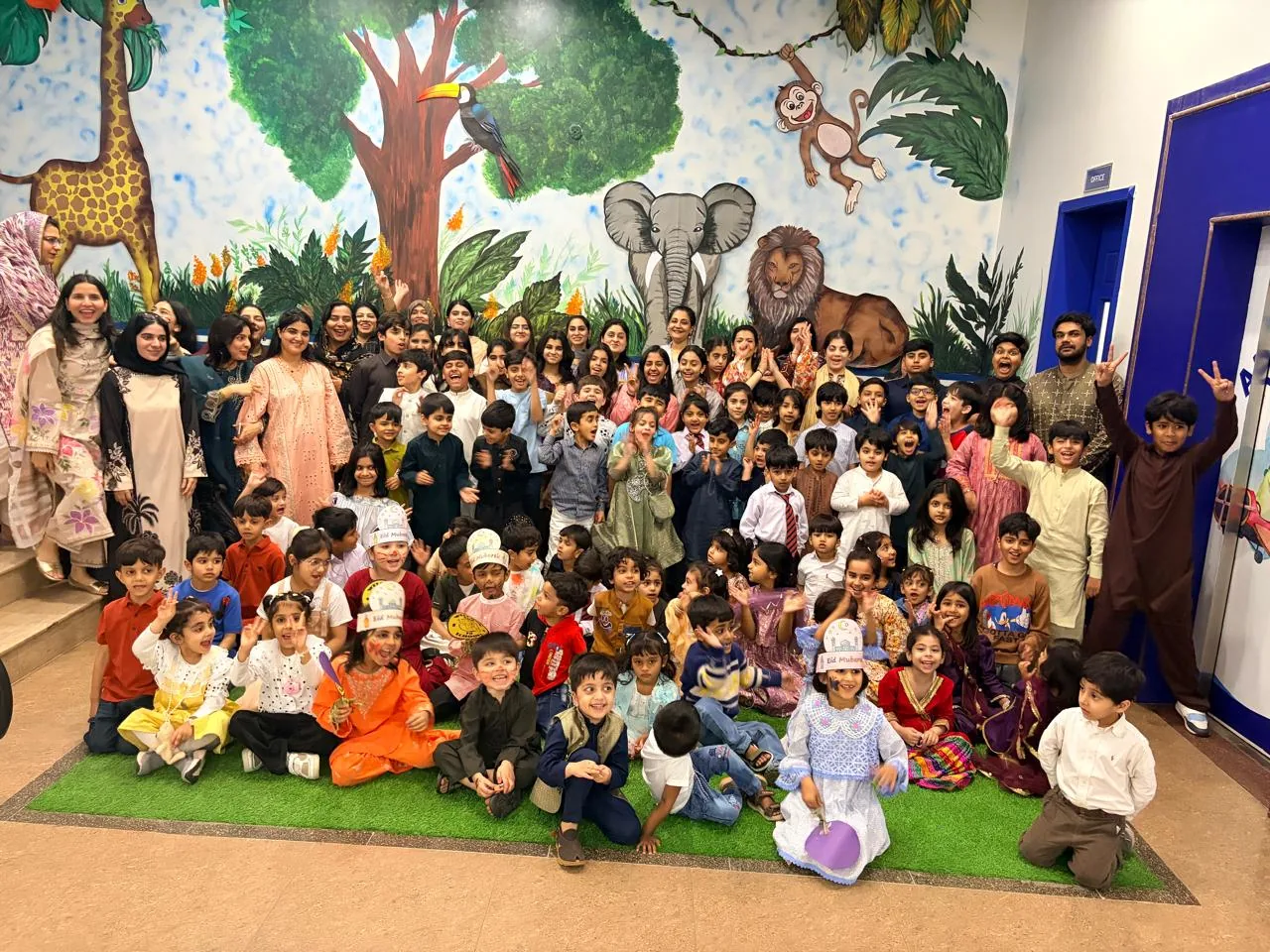 Students gathered in traditional dress for Cultural Day