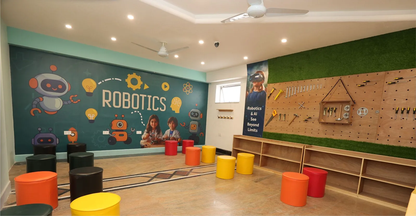 Robotics lab at London School Lahore with LEGO Mindstorms kits and Arduino boards